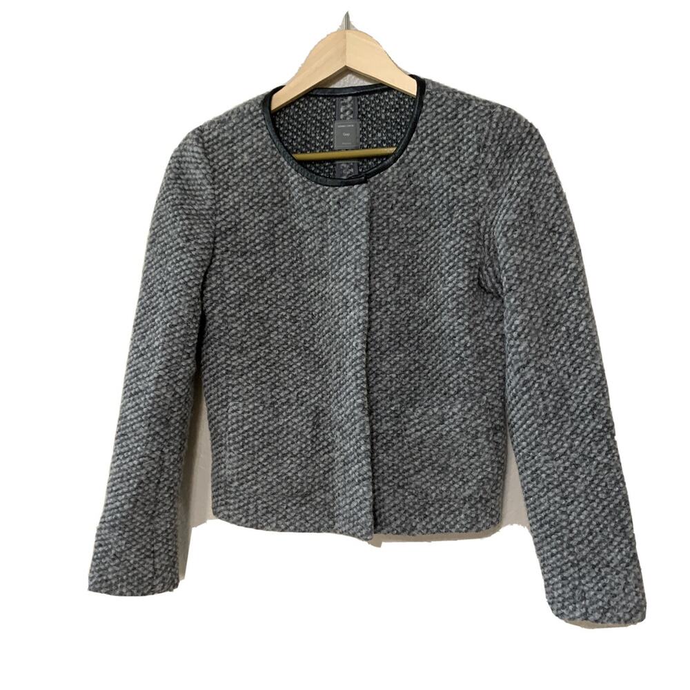 Women's Gap Boucle Grey Boy Wool Blend Coat Jacket Winter Sz 4‎